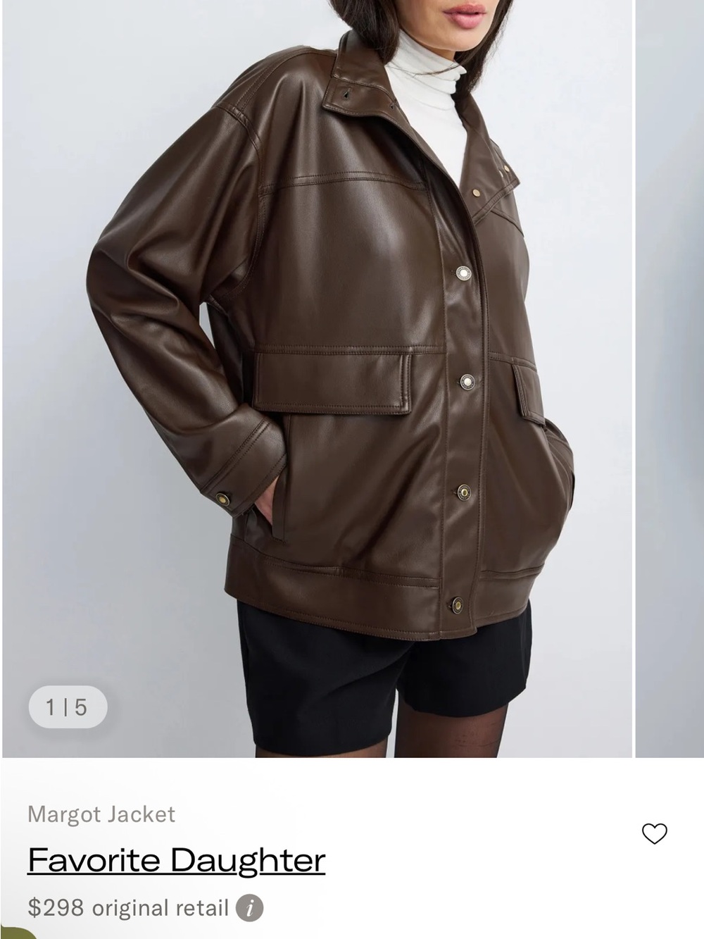 Favorite Daughter Brown Faux Leather Oversized Jacket